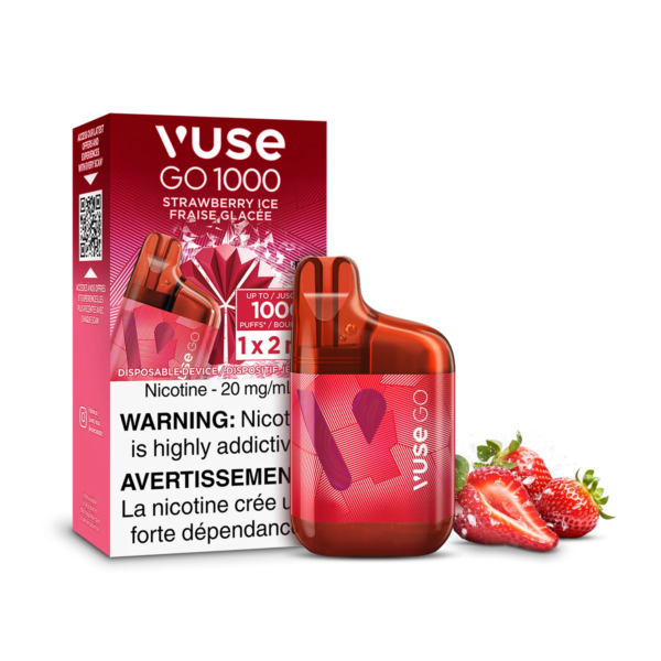 F1-SensoryVisual-1K-StrawberryIce-pack.png Strawberry Ice Vuse GO 1000 - Disposable Vape