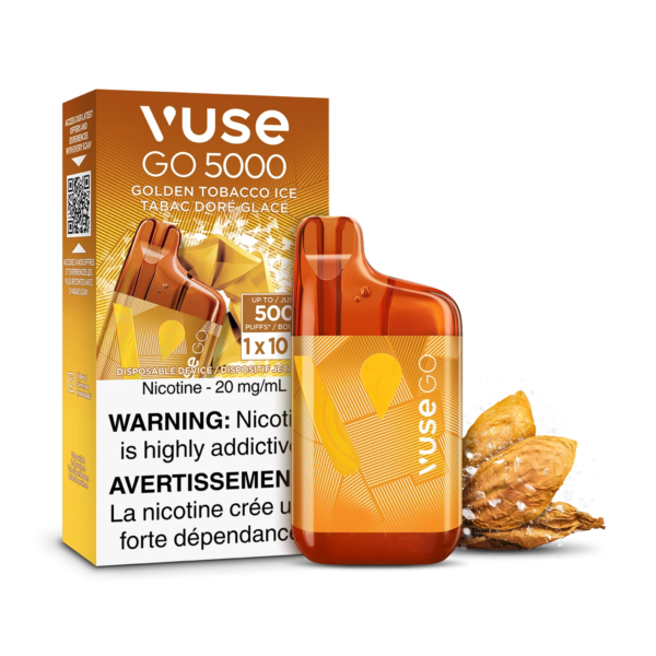 F1-SensoryVisual-5K-GoldenTobaccoIce-pack_dd23c33b-29a3-4595-a282-645966b96359.png Golden Tobacco Ice Vuse GO 5000 - Disposable Vape
