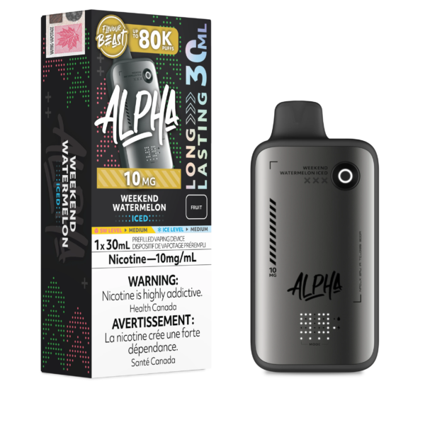 FlavorBeast_Alpha-10mg-JUN2026-Device_SP-EXS-WeekendWatermelonIced.png Weekend Watermelon Iced Flavour Beast Alpha - Disposable Vape 80K