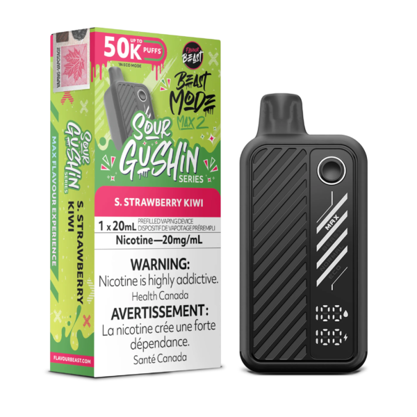FlavourBeast_BeastModeMax2_DEC2025-RENDER-FAM-EXS_20mg-S.StrawberryKiwi.png Sour Gushin S. Strawberry Kiwi Flavour Beast Mode Max 2 - Disposable 50K